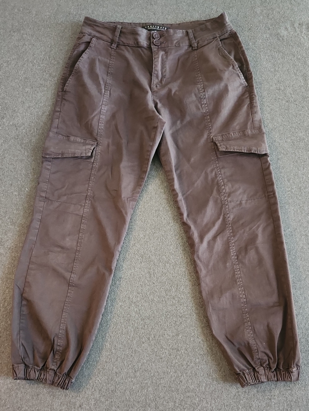 Sanctuary Rebel Cargo Pants Women's Size 27 Gray Elastic Cuffs Military Utility